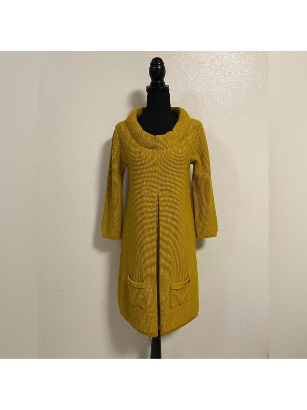Miss Sixty Dress Women’s Size Large Mustard Yellow Merino Wool blend Retro Dress